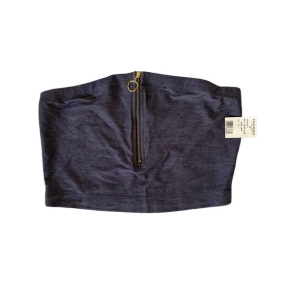Tube Top - Knit Stretch Denim with front Zip. Medium and Large Sizes. Blue NWT - Picture 1 of 5